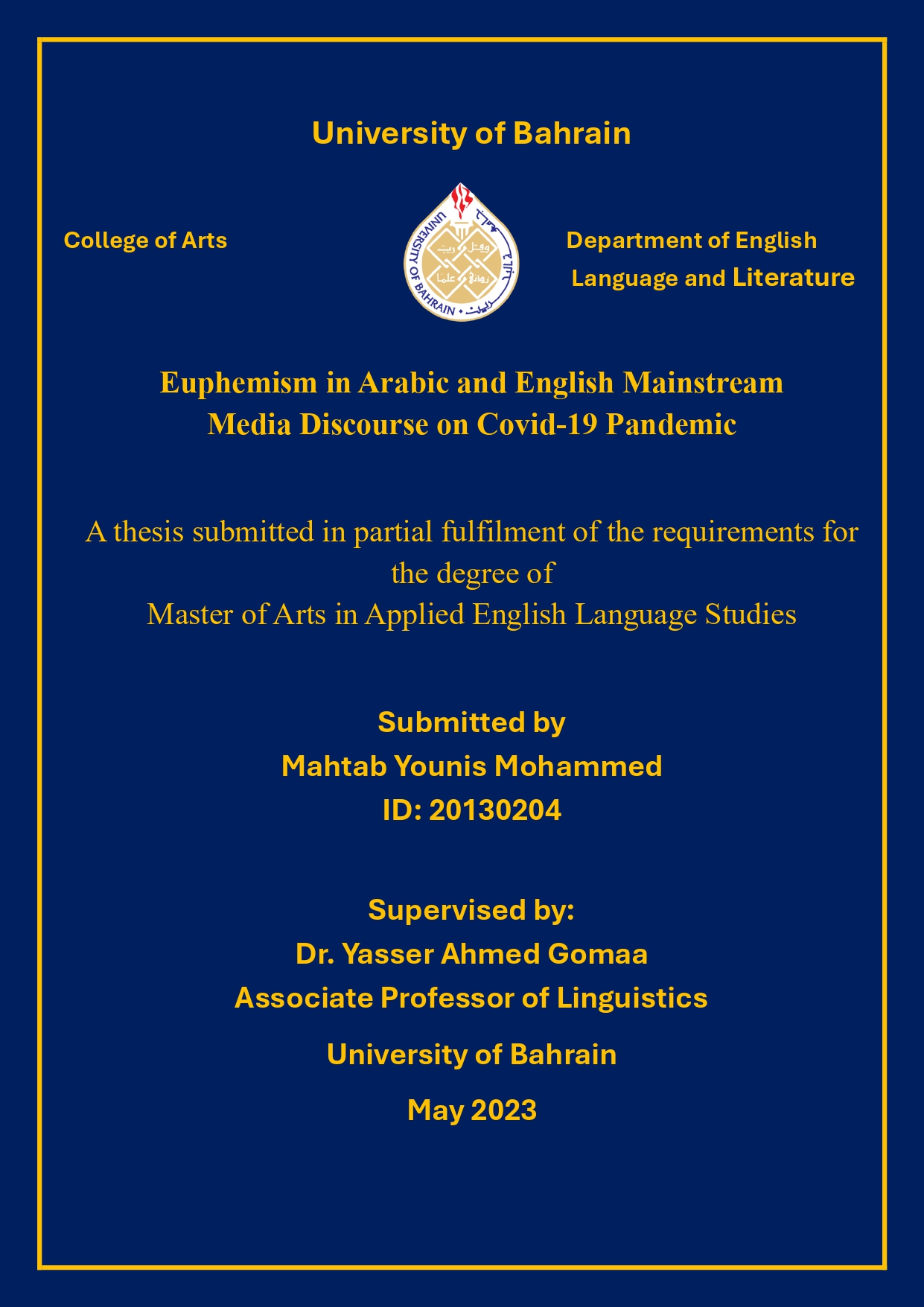 Euphemism in Arabic and English Mainstream  Media Discourse on Covid-19 Pandemic