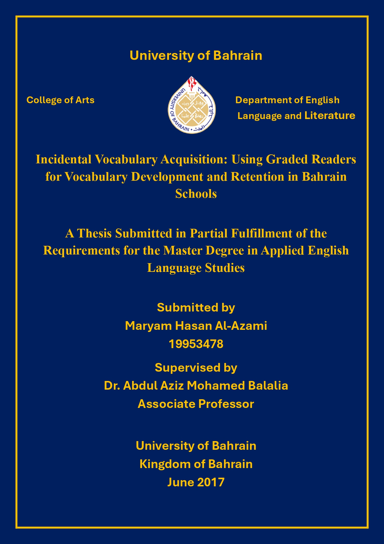 Incidental Vocabulary Acquisition:  Using Graded Readers for Vocabulary Development and Retention in Bahrain Schools