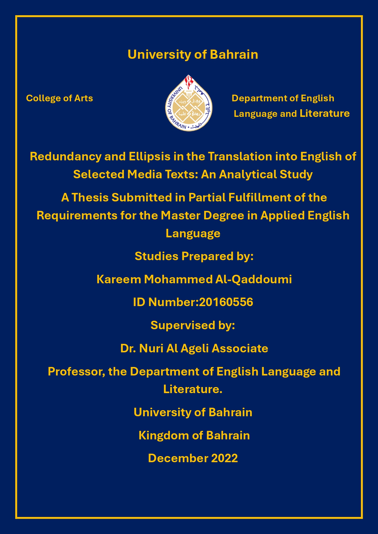 Redundancy and Ellipsis in the Translation into English of Selected Media Texts: An Analytical Study 