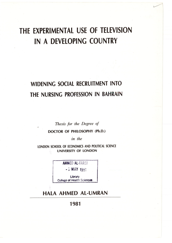 THE EXPERIMENTAL USE OF TELEVISION IN A DEVELOPING COUNTRY