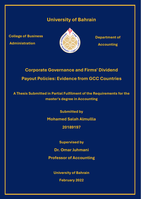 Corporate Governance and Firms' Dividend Payout Policies: Evidence from GCC Countries