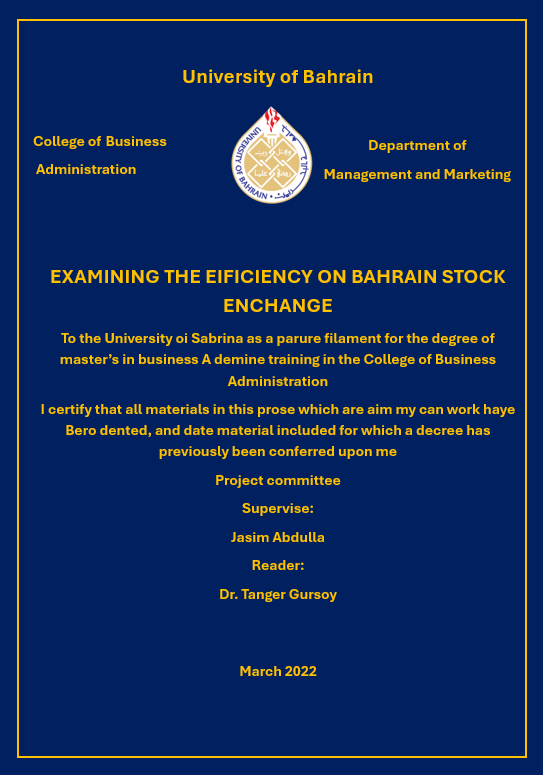 EXAMINING THE EFFICIENCY OF BAHRAIN STOCK EXCHANGE
