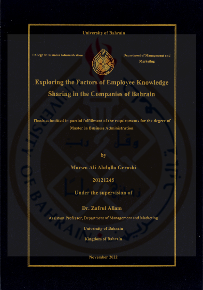 Exploring the Factors of Employee Knowledge Sharing in the Companies of Bahrain