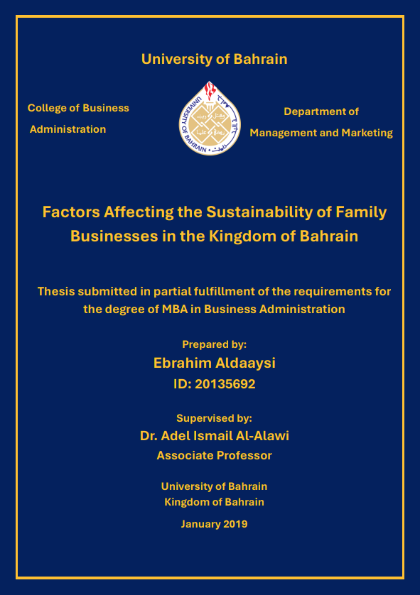 Factors Affecting the Sustainability of Family Businesses in the Kingdom of Bahrain