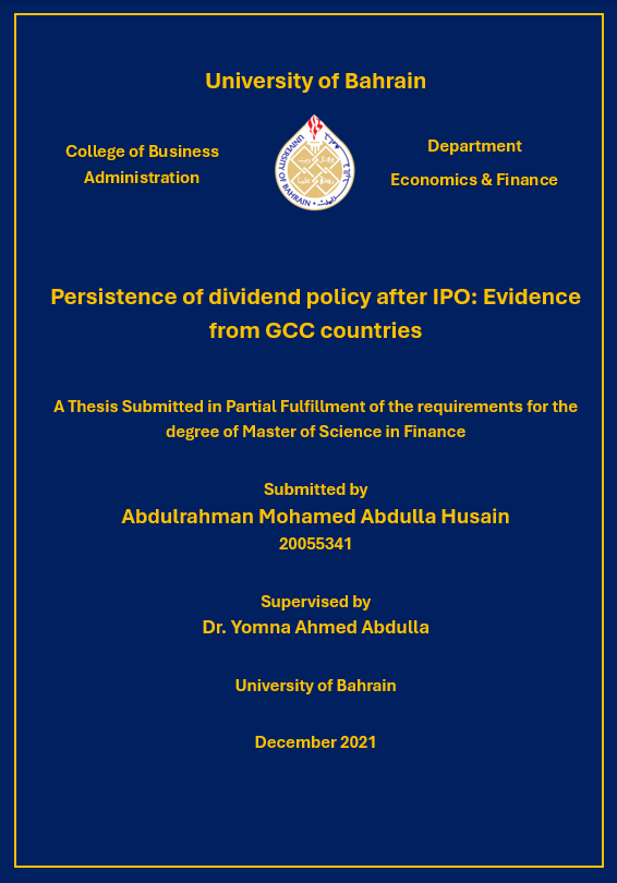 Persistence of dividend policy after IPO: Evidence from GCC countries