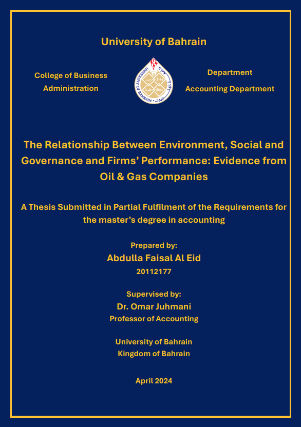 The Relationship Between Environment, Social and Governance and Firms' Performance: Evidence from Oil & Gas Companies 